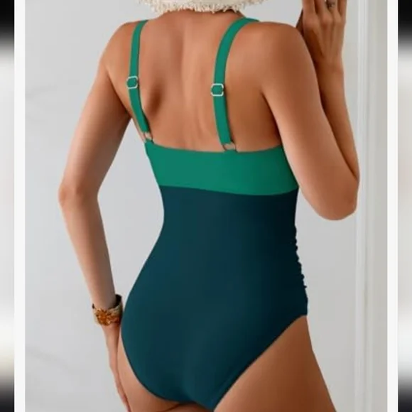 NWOT One Piece Colorblock Tummy Control Swimsuit - Size XL - Picture 2 of 5
